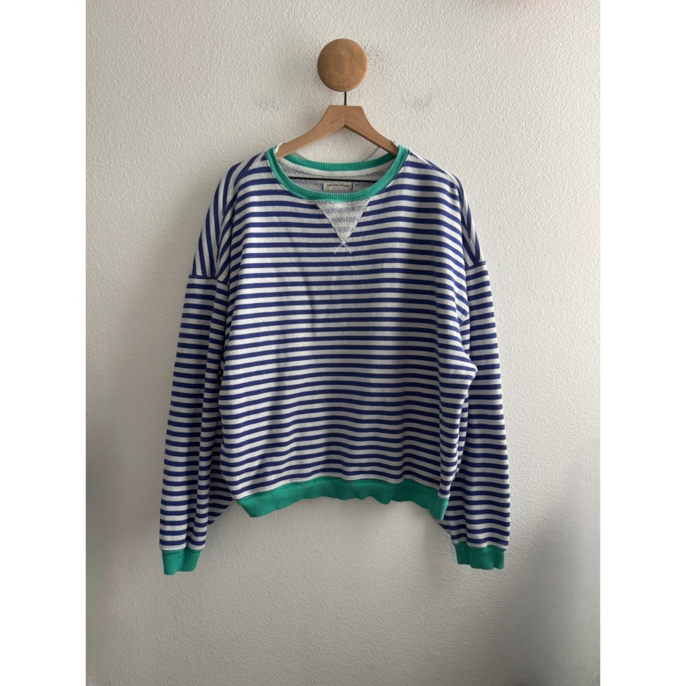 We The Free Free People Blue Striped Sweatshirt Size Medium